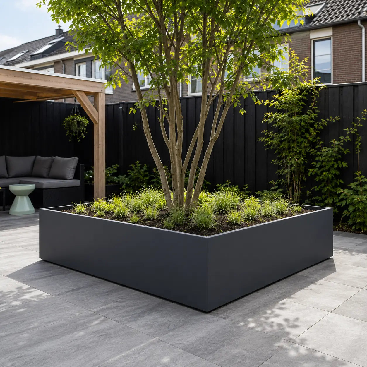 Gecoat stalen plantenbak 150x150x60