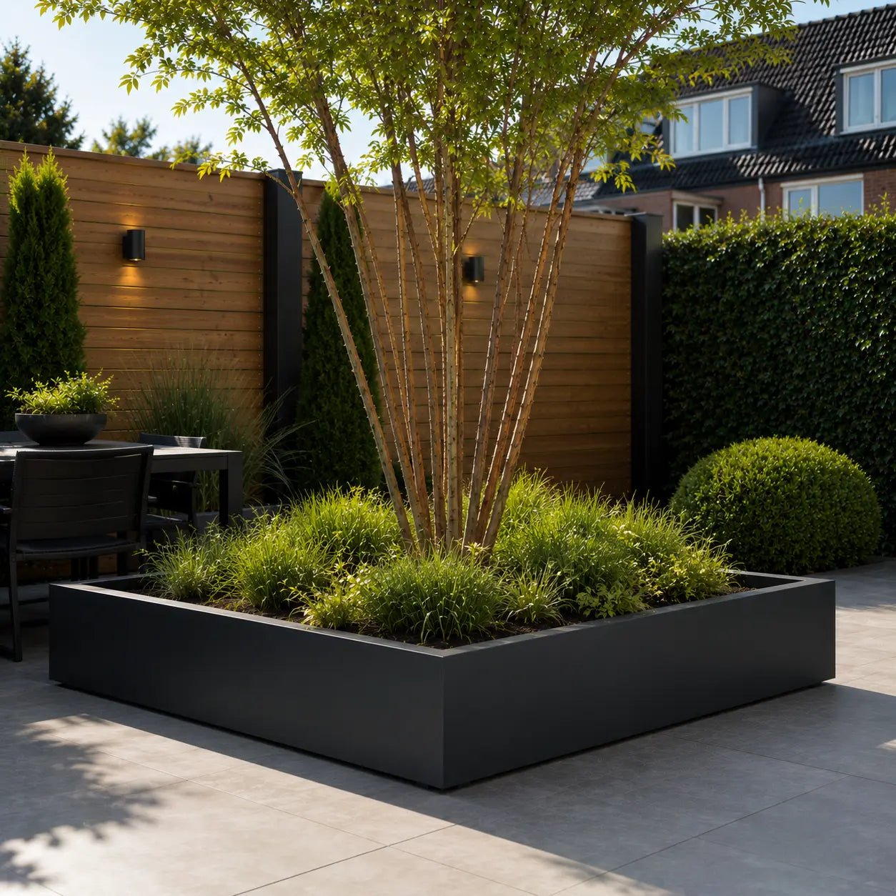 Gecoat stalen plantenbak 180x180x40