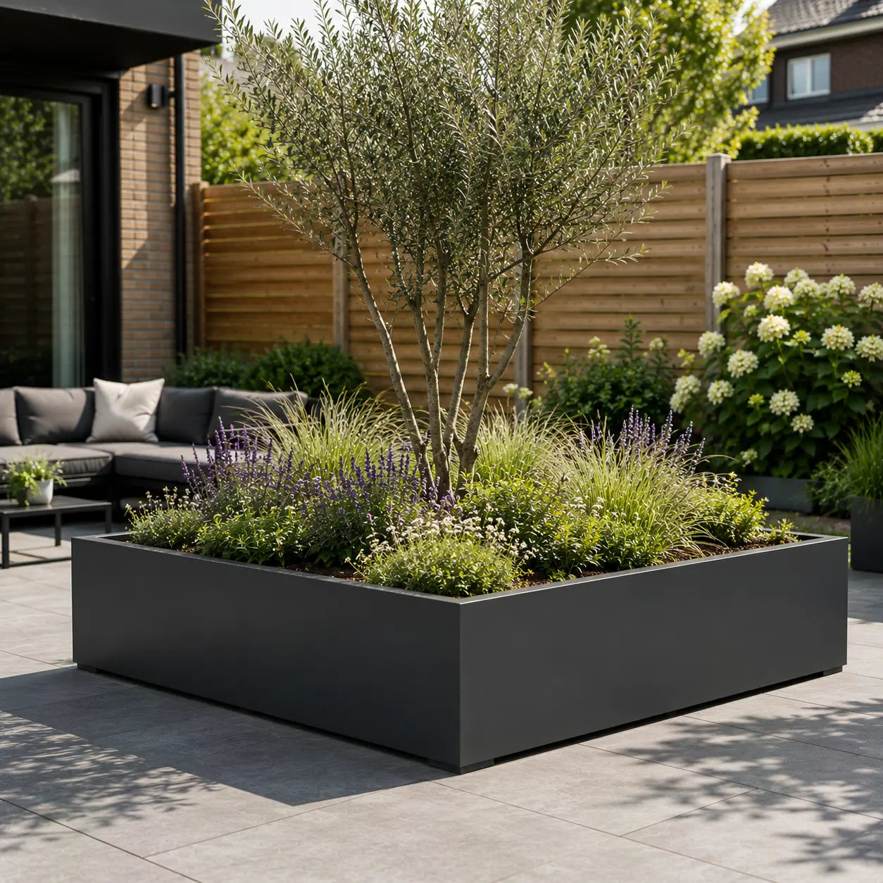 Gecoat stalen plantenbak 200x200x50