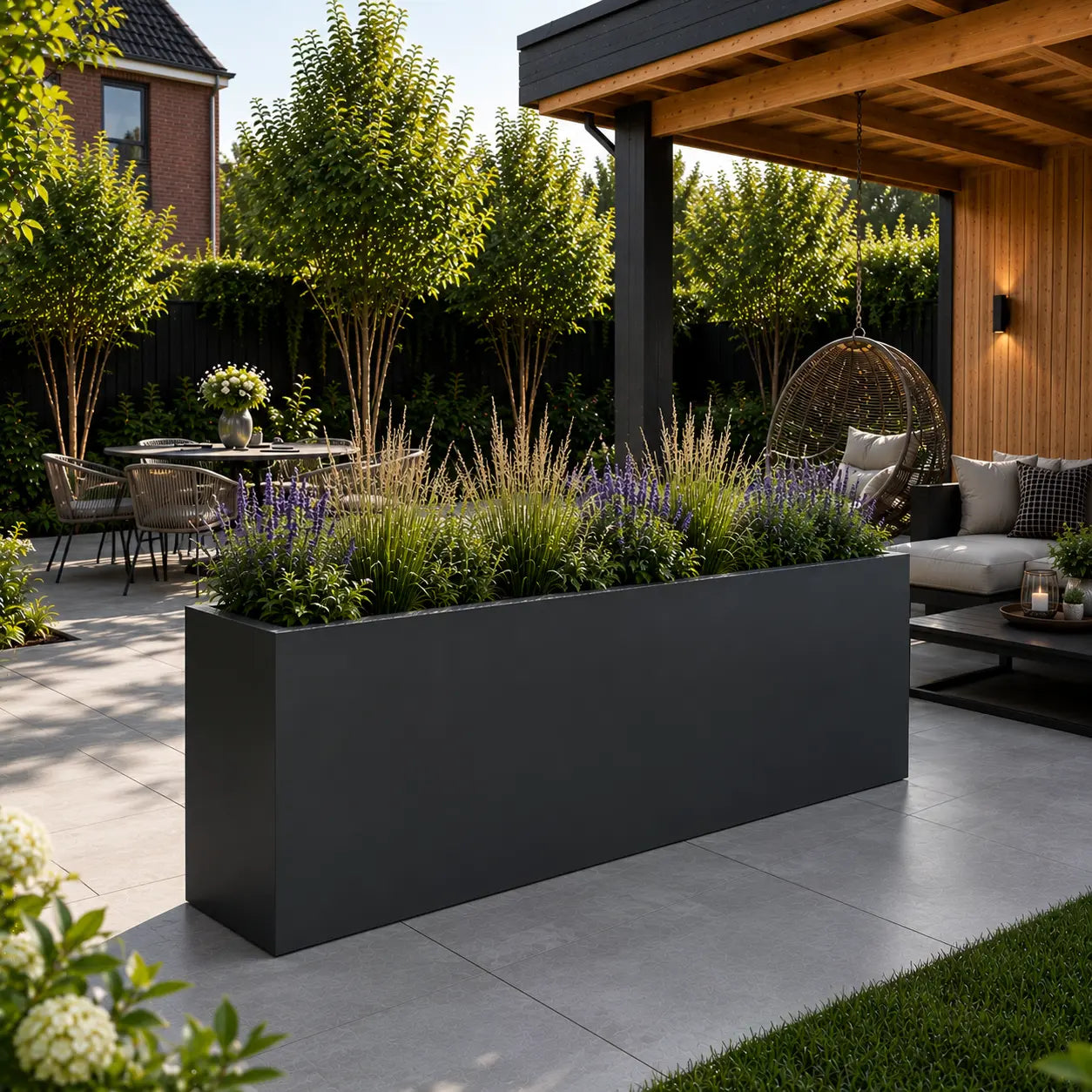 Gecoat stalen plantenbak 200x40x80